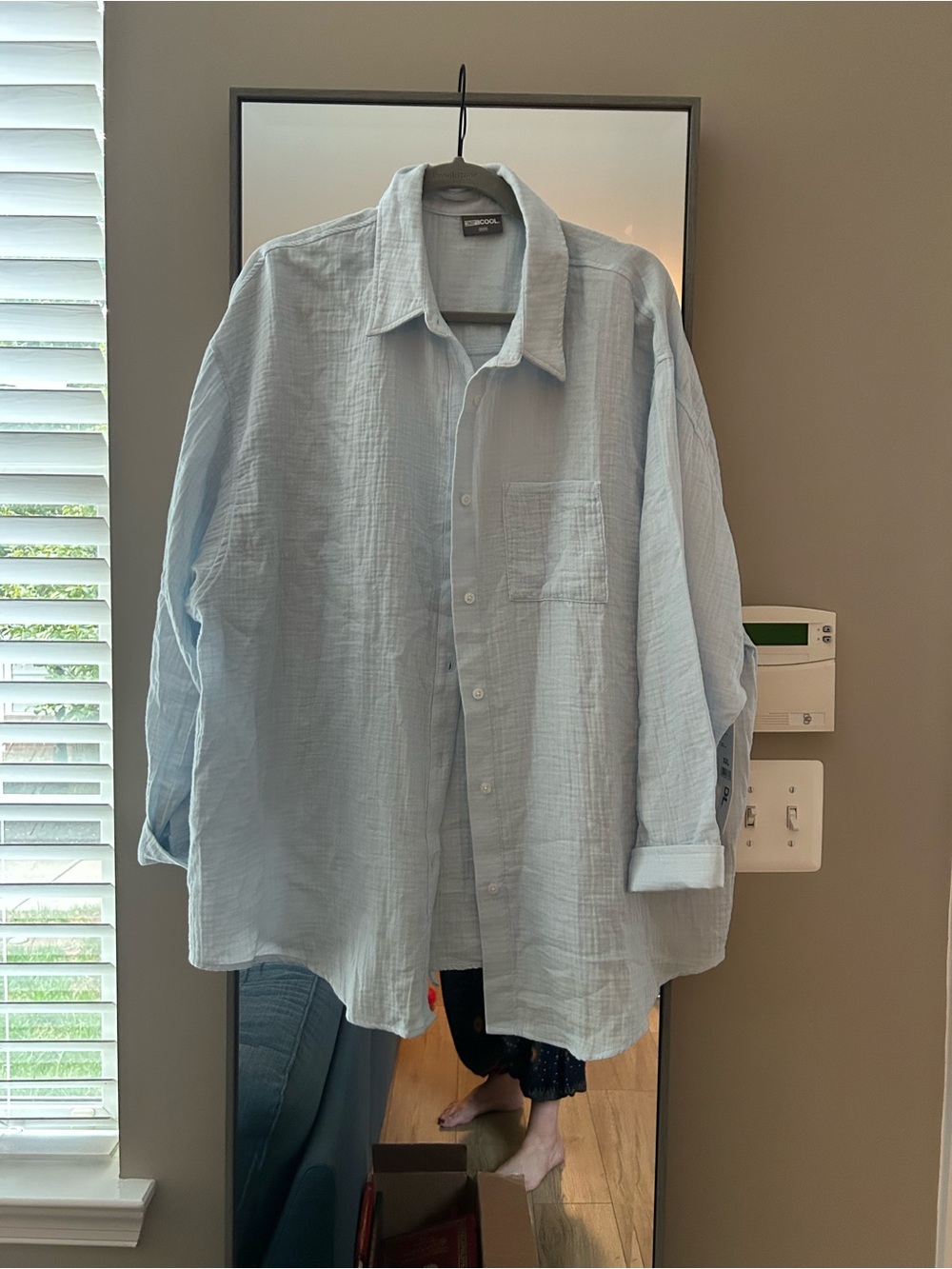32 Degrees Women’s Set Soft Gauze Light Blue Button-Up and Pants Size XL